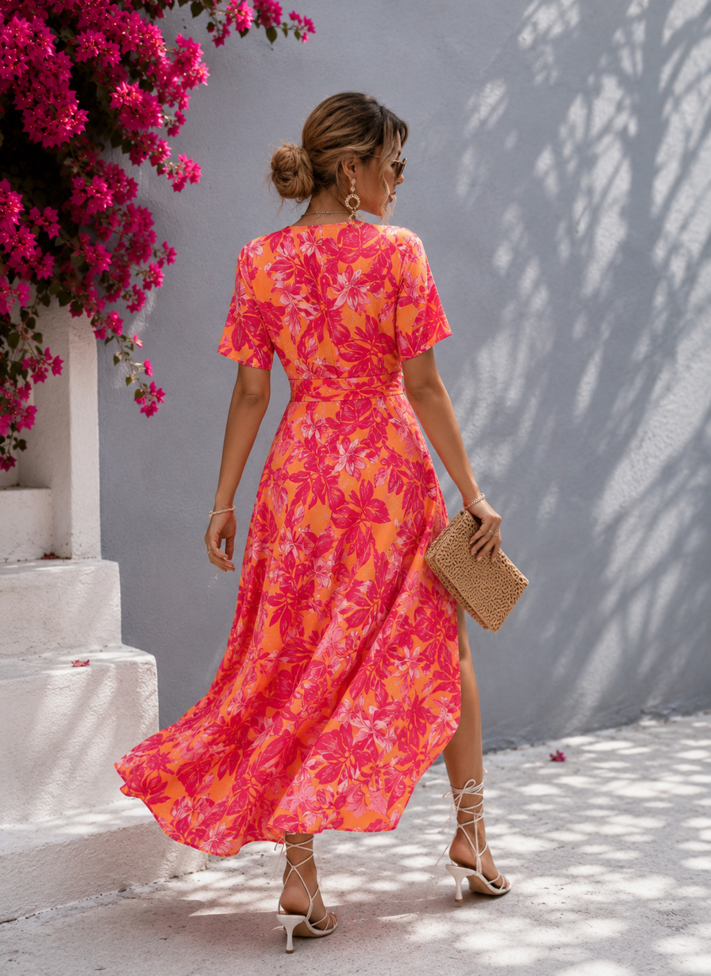 Vestido Floral Corte A Lazo Cintura Alta