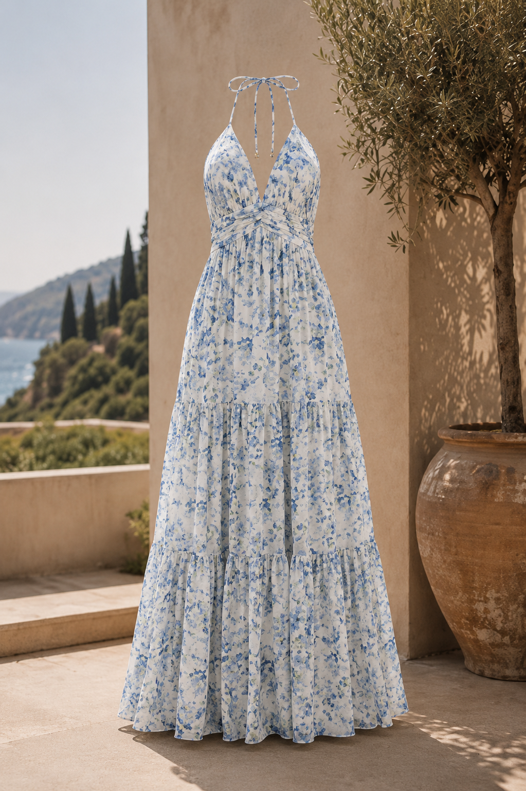 Vestido Gasa Sin Mangas Patchwork