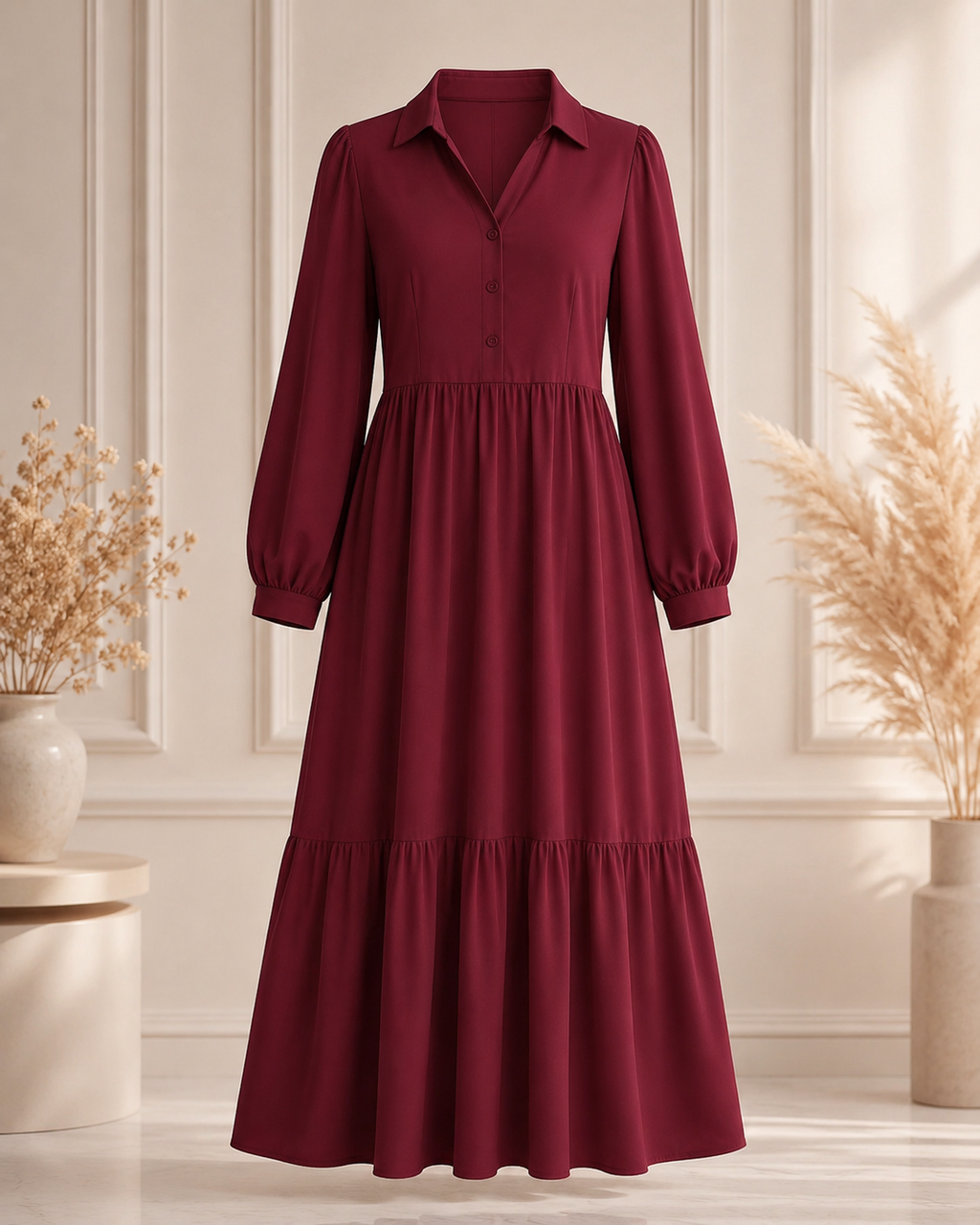 Vestido Blusa Manga Larga Volantes Solapa