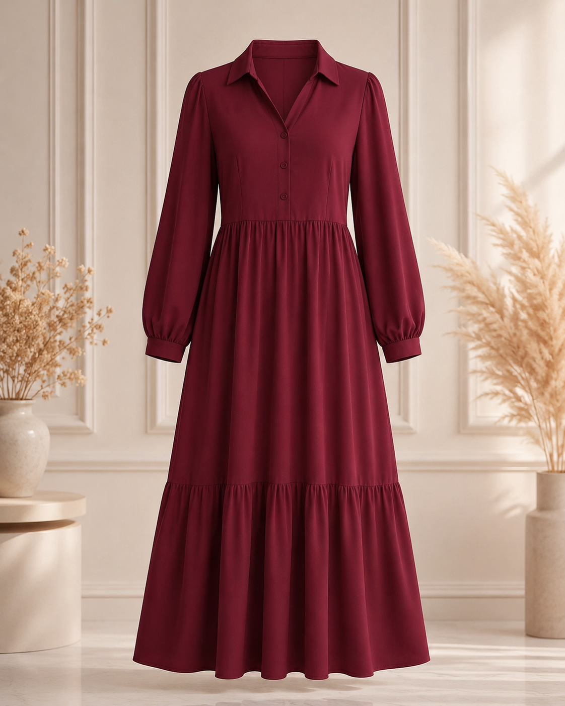 Vestido Blusa Manga Larga Volantes Solapa