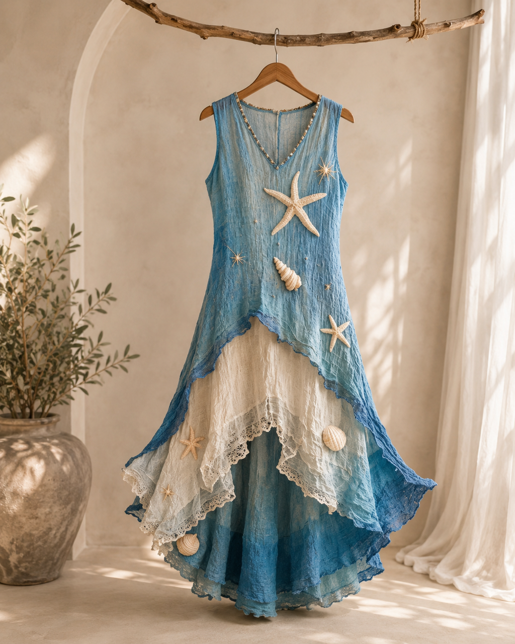 Vestido Lino Sin Mangas Floral Vintage