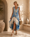 Vestido Lino Sin Mangas Floral Vintage