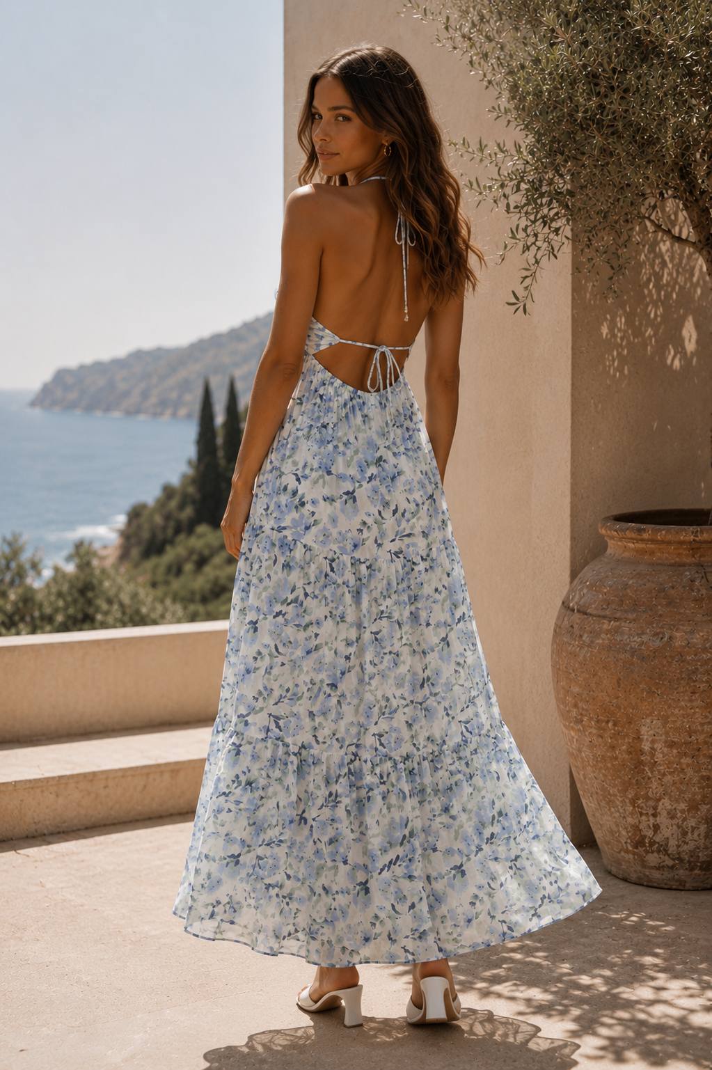 Vestido Gasa Sin Mangas Patchwork