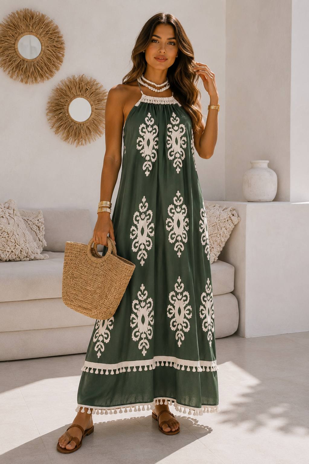 Vestido Estampado Tirantes Corte A