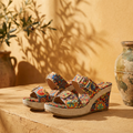 Sandalias de Cuña Vintage con Remaches - Estilo Mediterraneo