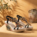 Sandalia Cuña Retro Negro - Comodidad Mediterranea