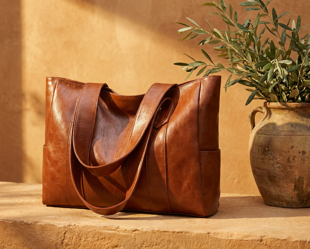 Bolso Tote Cubo Charol Vintage