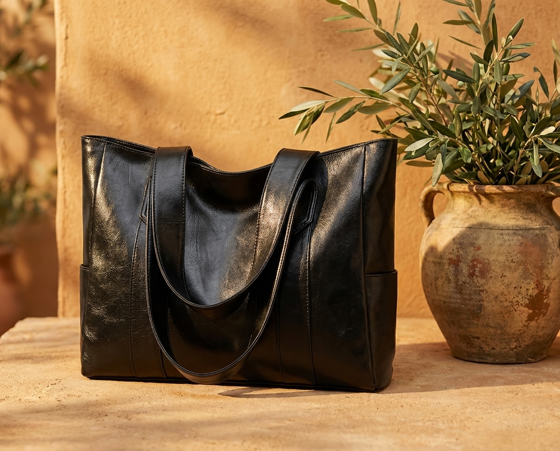 Bolso Tote Cubo Charol Vintage