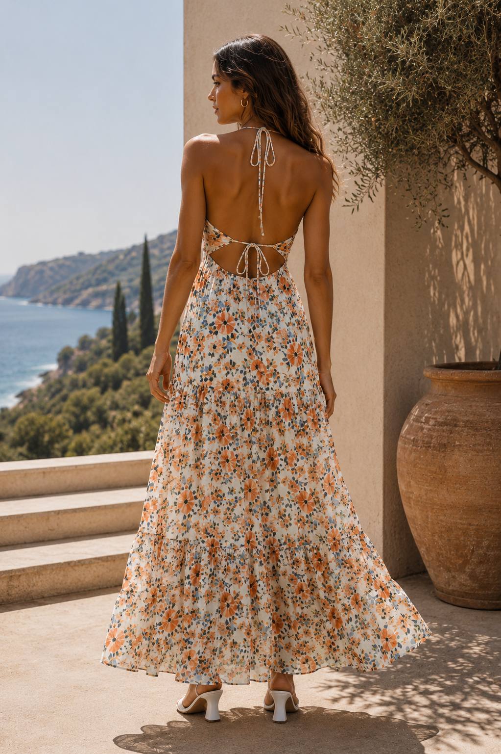 Vestido Gasa Sin Mangas Patchwork